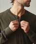 Men's Premium Slub Long Sleeve Henley - Deep Olive